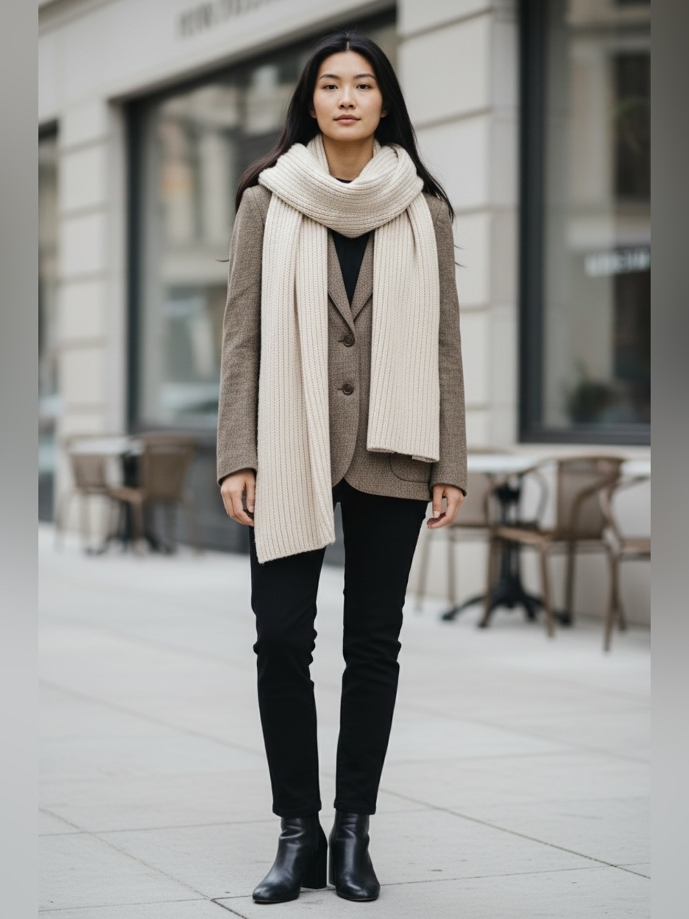 DVF Wool Blend Brown Tweed Blazer